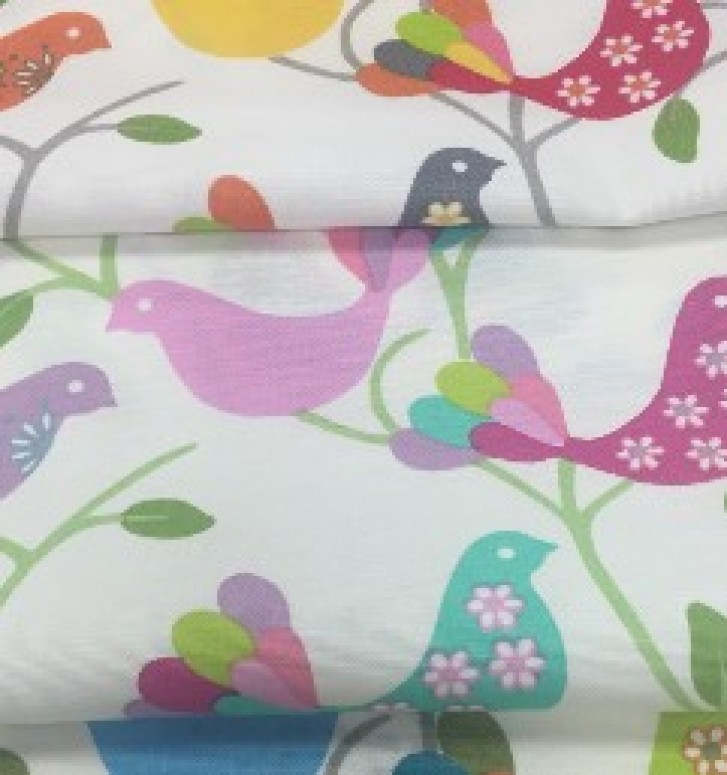 Ткань для штор с птицами.